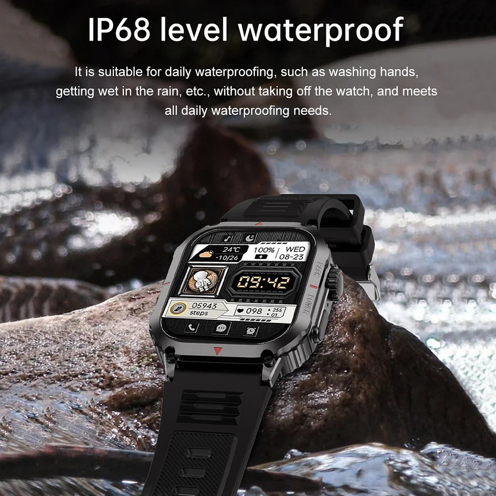 2024 New Military Sport Smartwatch Men 1.95 Inch HD Large Screen IP68 Waterproof AI Voice Bluetooth Call Military SmartWatch Men