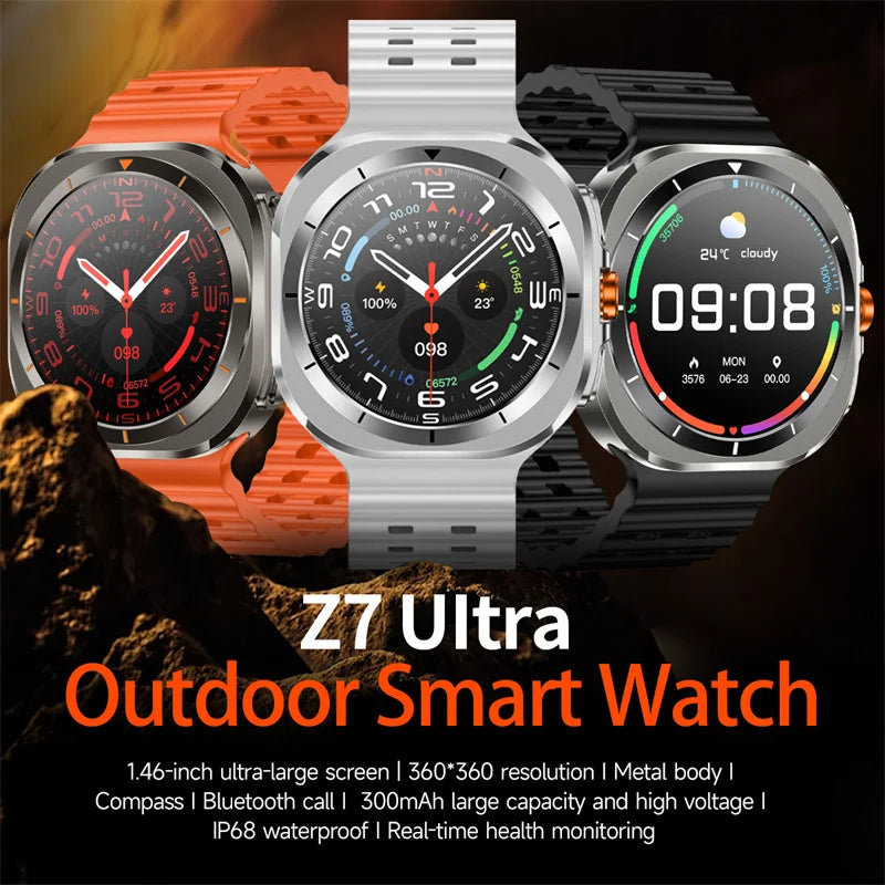 2024 New Galaxy Ultra 7 Smart Watch Men AMOLED Screen Sports Fitness Tracker Health Women Multi Function Smartwatch For Samsung