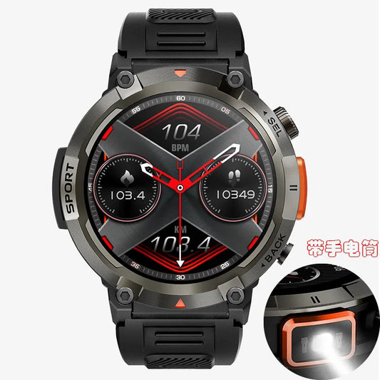 2024 New Smartwatch with Illuminated Flashlight Bluetooth Phone APP Download Waterproof Sports Watch for Men for Xiaomi Huawei