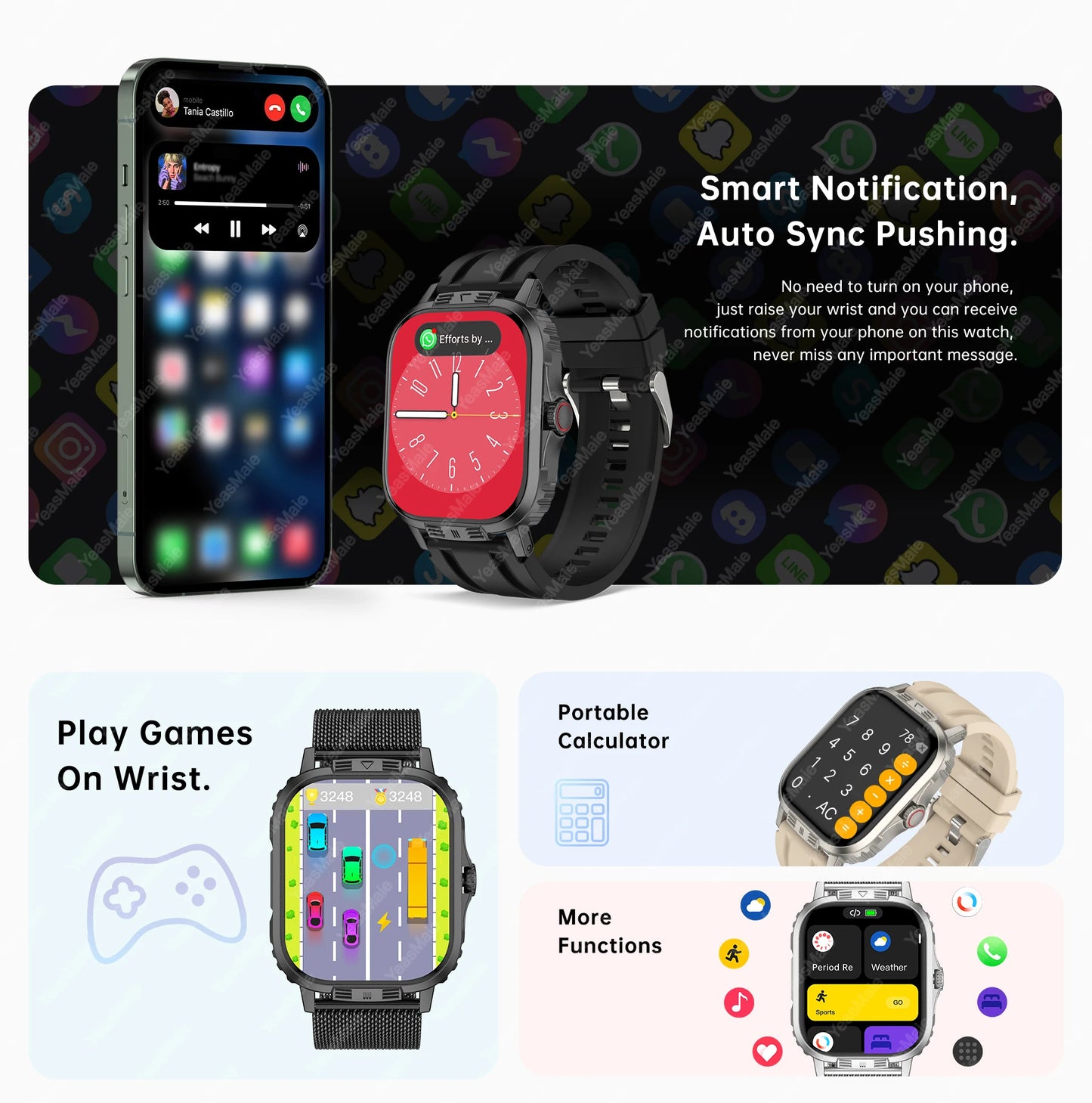 2024 New Smart Watch Bluetooth Call Heart Rate Calculator Smart Island Sport Blood Pressure Monitoring Smartwatchs For Men Women