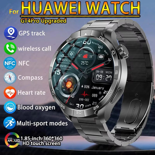 2024 New 1.85" HD Screen GPS Smart Watch Men NFC Compass Heart Rate Waterproof Sports Bluetooth Call Smartwatch Man For HUAWEI