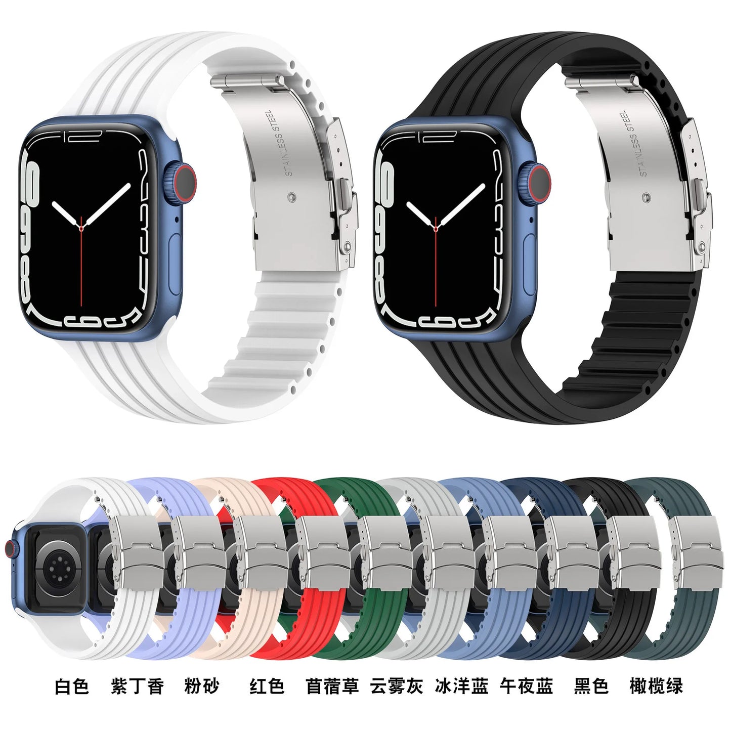 Strap For Apple Watch band 44mm 40mm 49mm 45mm 41mm 38mm 42mm 40 mm Silicone bracelet correa iwatch ultra 2 series 3 6 se 7 8 9