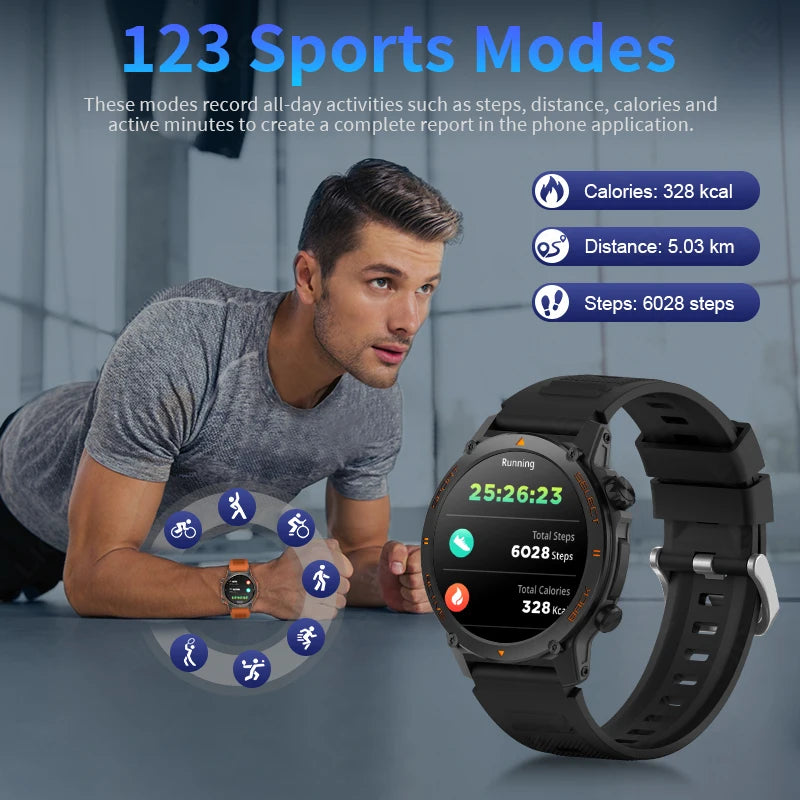 2024 New Smart Watch Men 1.43-inch AMOLED Screen Bluetooth Call Sport Fitness Tracker Sleep Health Monitor Waterproof Smartwatch