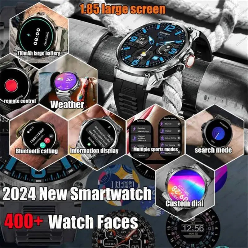 2024 New 1.85 Inch HD Bluetooth Call Smart Watch Men Sports Fitness Tracker Heart Monitor 710mAh Smartwatch For XIAOMI Android