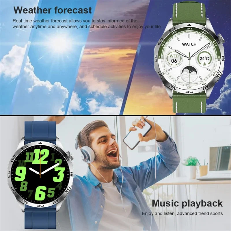 For Android IOS ECG Smart Watch Men Watch 4 Pro AMOLED HD Screen Bluetooth Call GPS Fitness tracker  ECG+PPG SmartWatch 2024 New