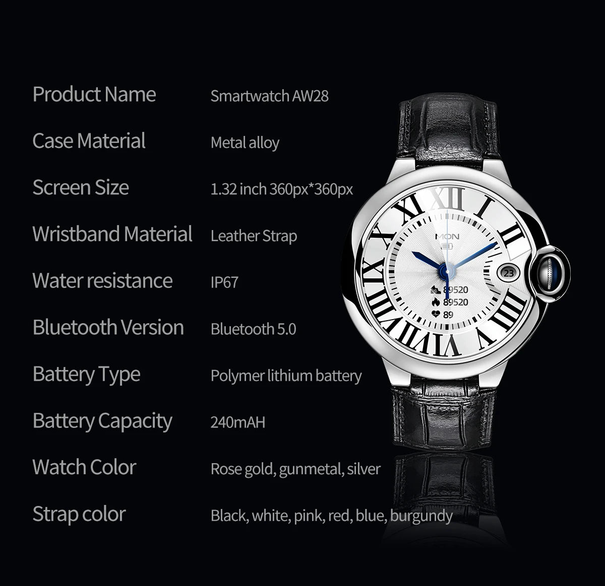 High-end Luxury Woman Smart Watch 2024 LEFYR AW28 Smartwatch Men Fitness Wristband Bluetooth Call AI Voice Connected Custom Dial