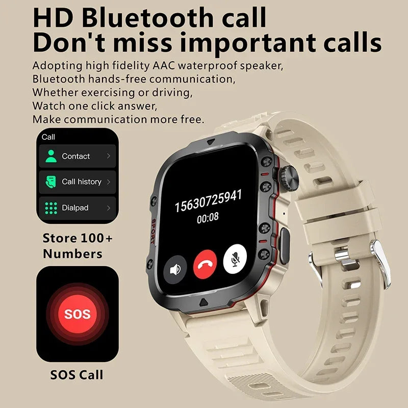 2024 New Bluetooth Call Smart Watch Men 1.96 Inch Screen Health Monitoring Watches Sports Fitness Waterproof Smartwatch For Man