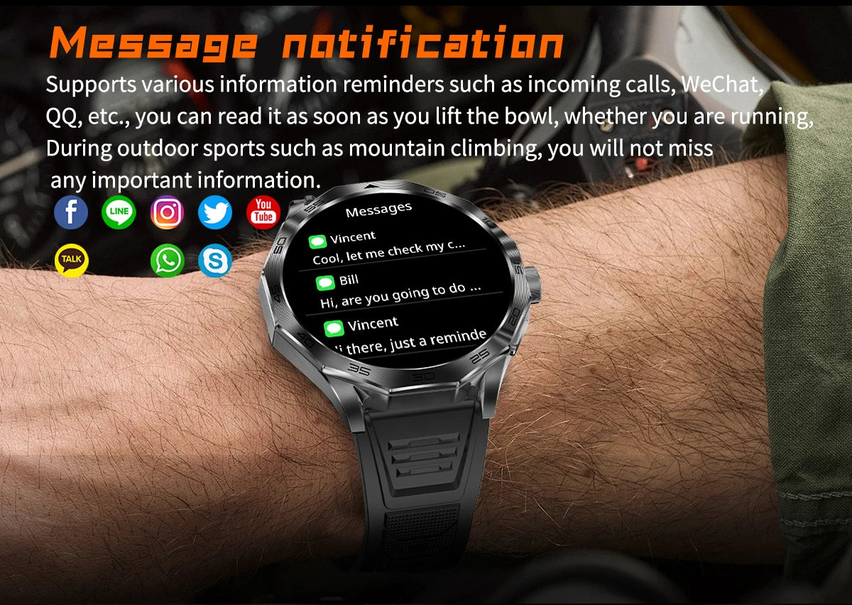 2024 Outdoor Men IP68 waterproof smartwatch 710Mah battery GPS Motion track HD Bluetooth Call Men's smartwatch for Android iOS