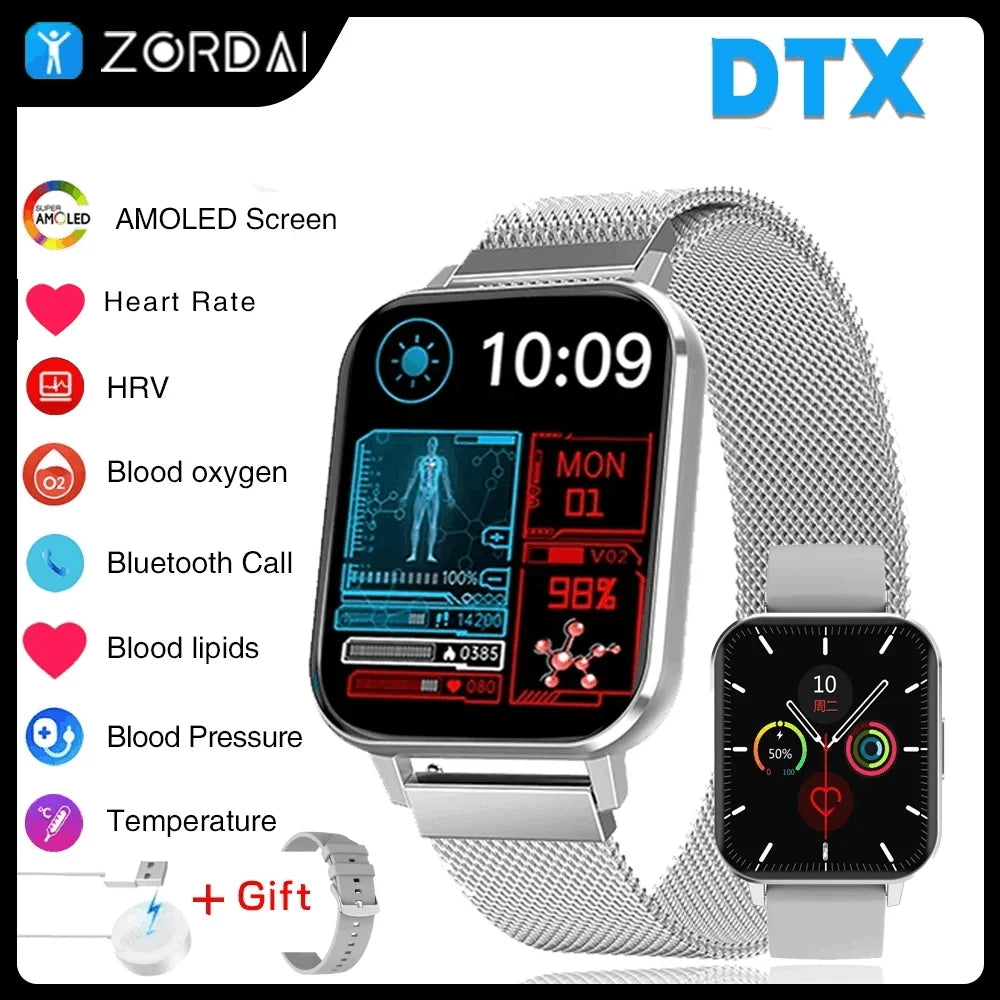 Zordai DTX Smart Watch 2024 for Xiaomi Watch 3 Sleep Monitor ECG Heart Rate Control Sports Waterproof IP68 SmartWatch for Men