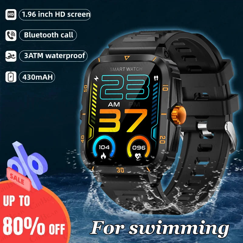 Swimming 3ATM Waterproof Smart Watch Men 1.96" HD Screen Voice Calling Sport Watches Women 2024 New Smartwatch For Android iOS