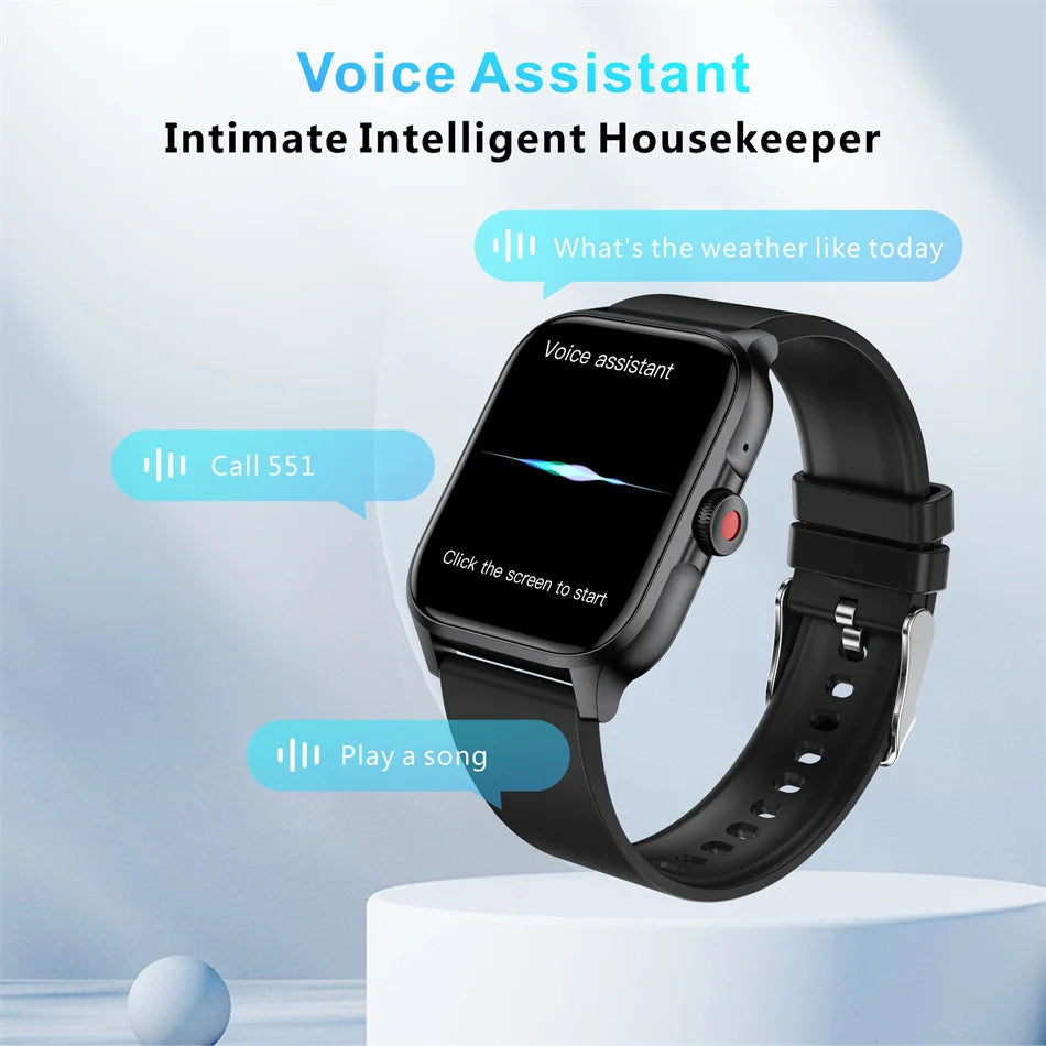 2024 New Smart Watch Men Women Bluetooth Call Heart Rate Blood Oxygen Voice Assistant 100+Sports Man Smartwatch For Android IOS