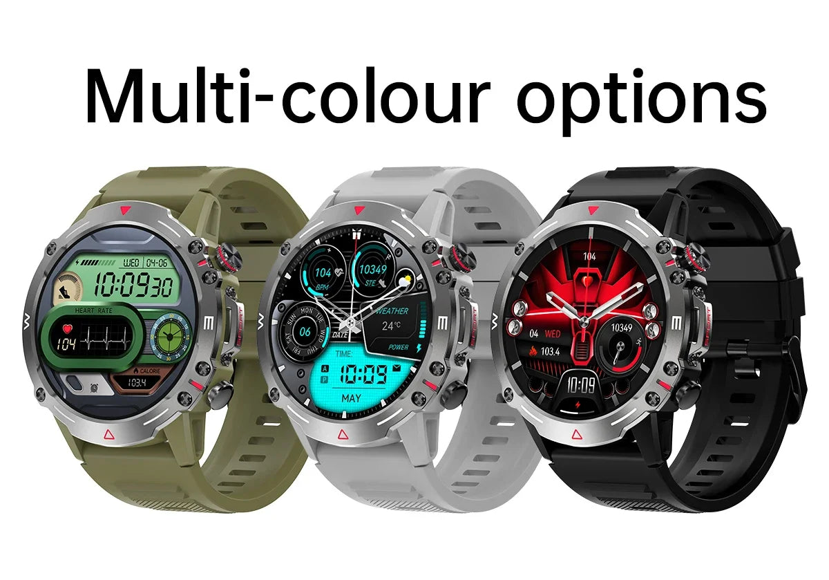 2024 New Original Rugged Military 410mAh Large Battery Men Smart Watch AMOLED Screen 100+ Sports Mode  Bluetooth Call Smartwatch