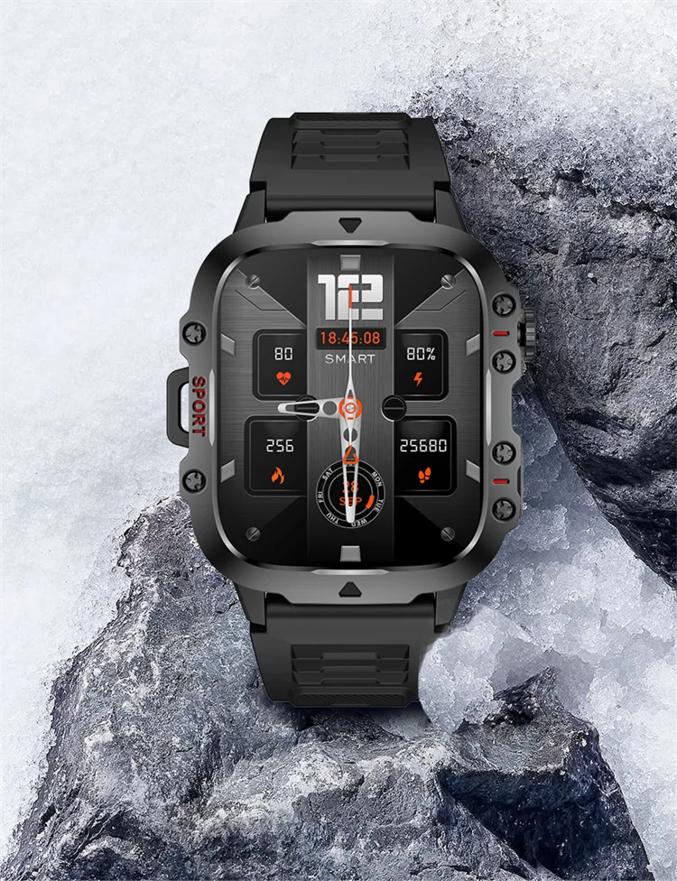 For Android IOS Rugged Military Smart Watch Men 1.96'' AI Voice Bluetooth Call Smartwatch 2024 Ip68 Waterproof Ftiness Watches