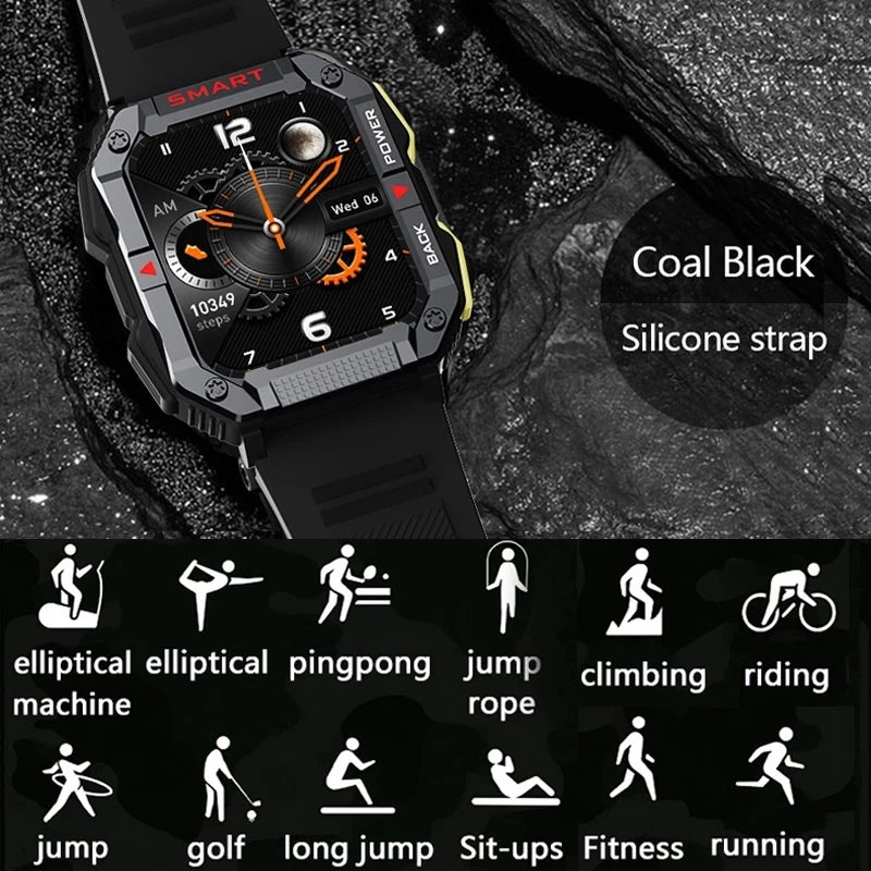 GPS Military Smart Watch Men Carbon Black Ultra Army Outdoor IP68 5ATM Waterproof Heart Rate Blood Oxygen Satm Smartwatch 2024