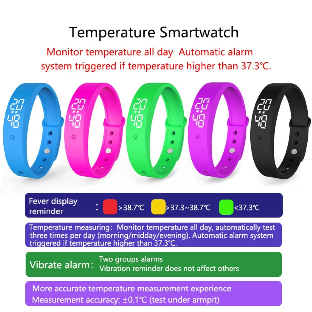 V9 LED Digital Smart Bracelet Clock Body Temperature Monitor Smart Band Wrist Watch Vibration Alarm Sports Wristband Smartband