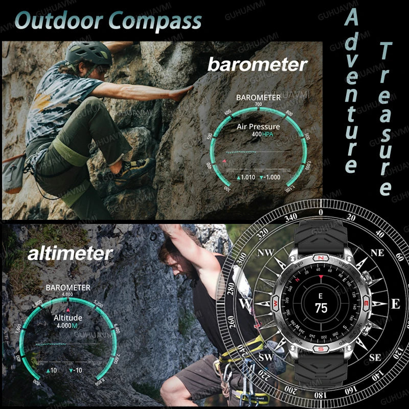 2024 New For Xiaomi Men Outdoor Military Smart Watch Bluetooth Call 1.43''Sport GPS Tracker Blood Pressure Waterproof Smartwatch