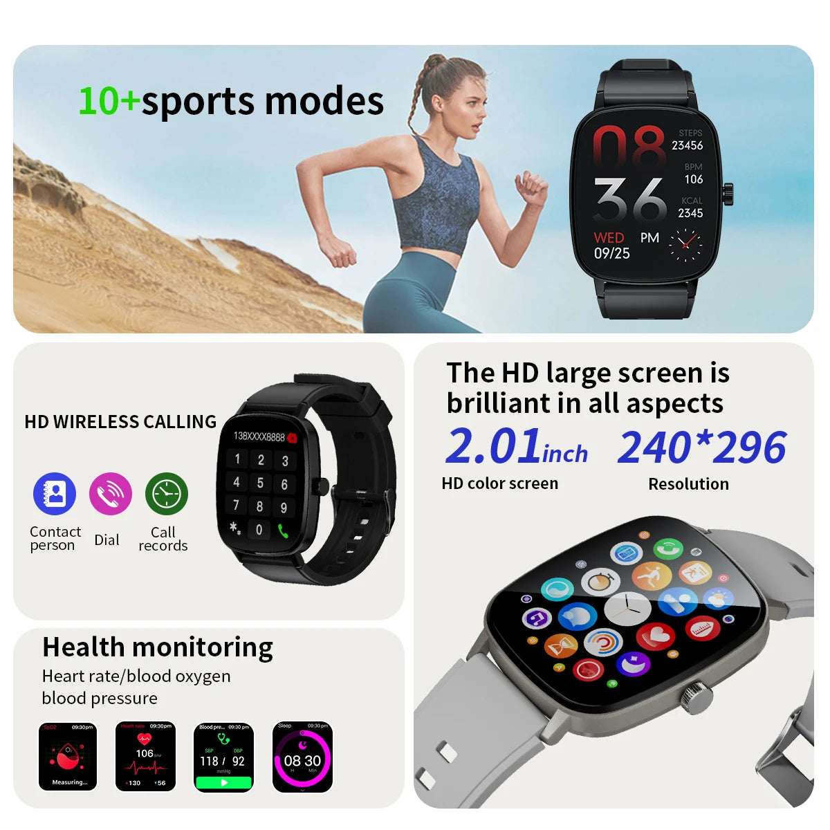 Smarthwhatch 2024 2.01 Inch Screen Aiweile AW63 Smartwatch Men Fitness Bracelet Sports Wireless Bluetooth Call DIY PK LT10 G127