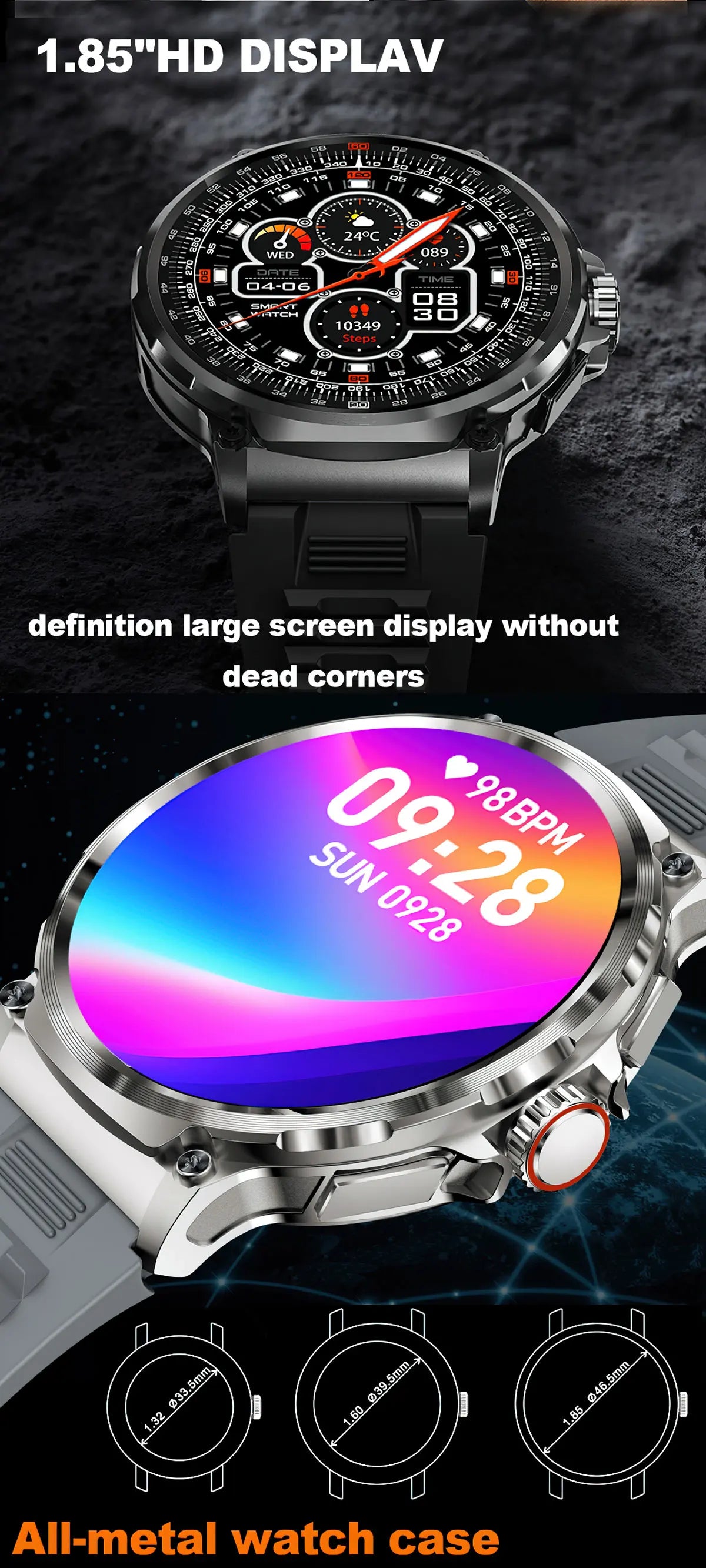 2024 New1.85Inch HD Bluetooth Call Smart Watch Men Sports Fitness Tracker Heart Monitor 710mAh Smartwatch For XIAOMI Android ios