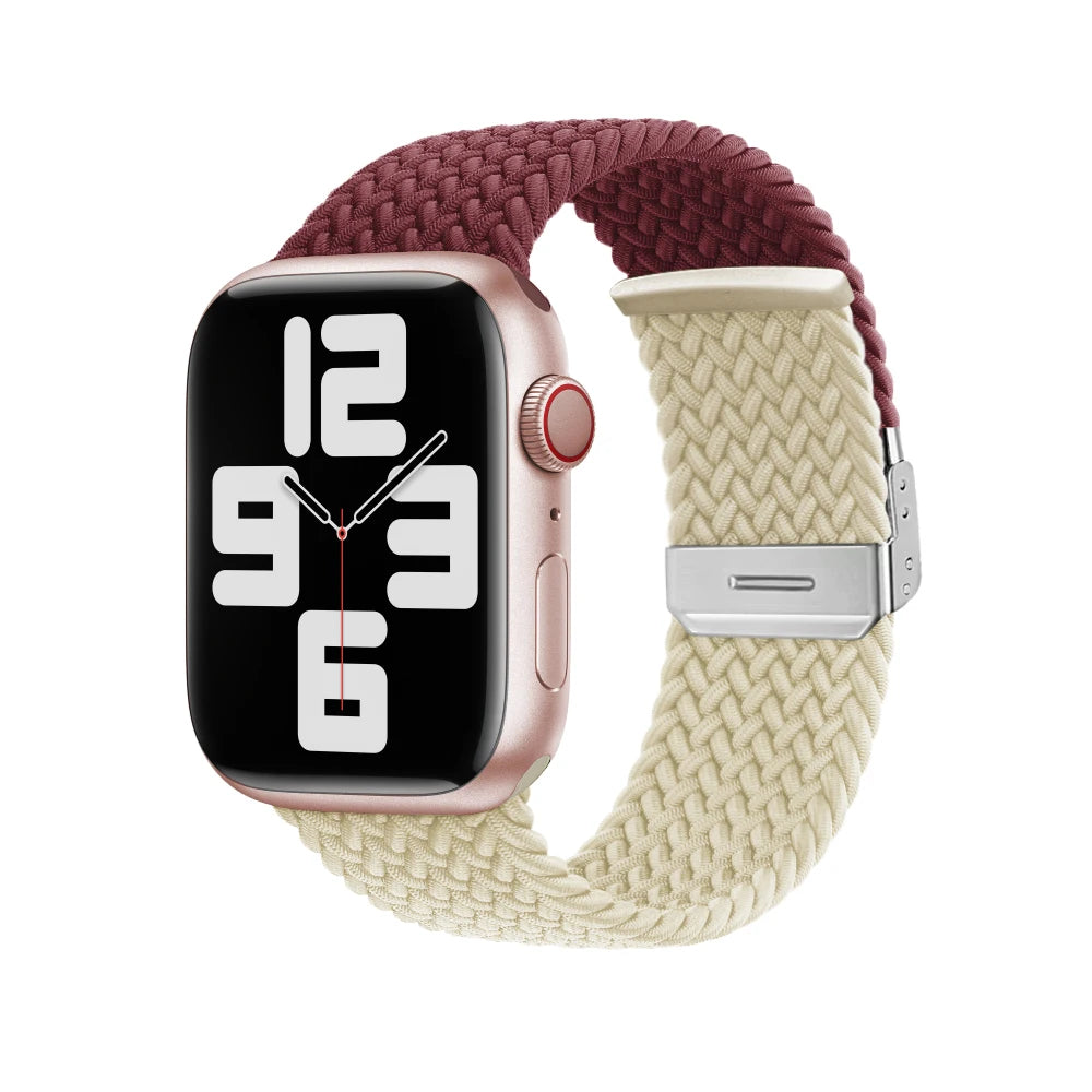 Nylon Stretch Band for Apple Watch Strap 38mm 40mm 41mm 42mm 44mm 45mm 49mm Colorblock Woven bracelet iWatch series 9 8 7 SE 6 5