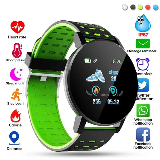 119 Plus Smart Watch Men Women WaterproofBluetooth Fitness Tracker Smartband Custom Wallpaper Sports Smartwatch for Android IOS