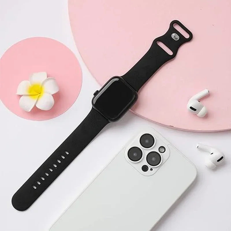 Engraved Butterfly Strap For Apple Watch Band ultra 49mm 41mm 40mm 45mm 44mm Silicone Emboss Strap For iWatch Series 9 8 7 6 5SE