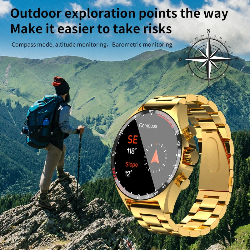 2024 NFC Access Control Compass Positioning Smart Watch Men Waterproof Smartwatch Outdoor Sports Fitness Watch For Android IOS