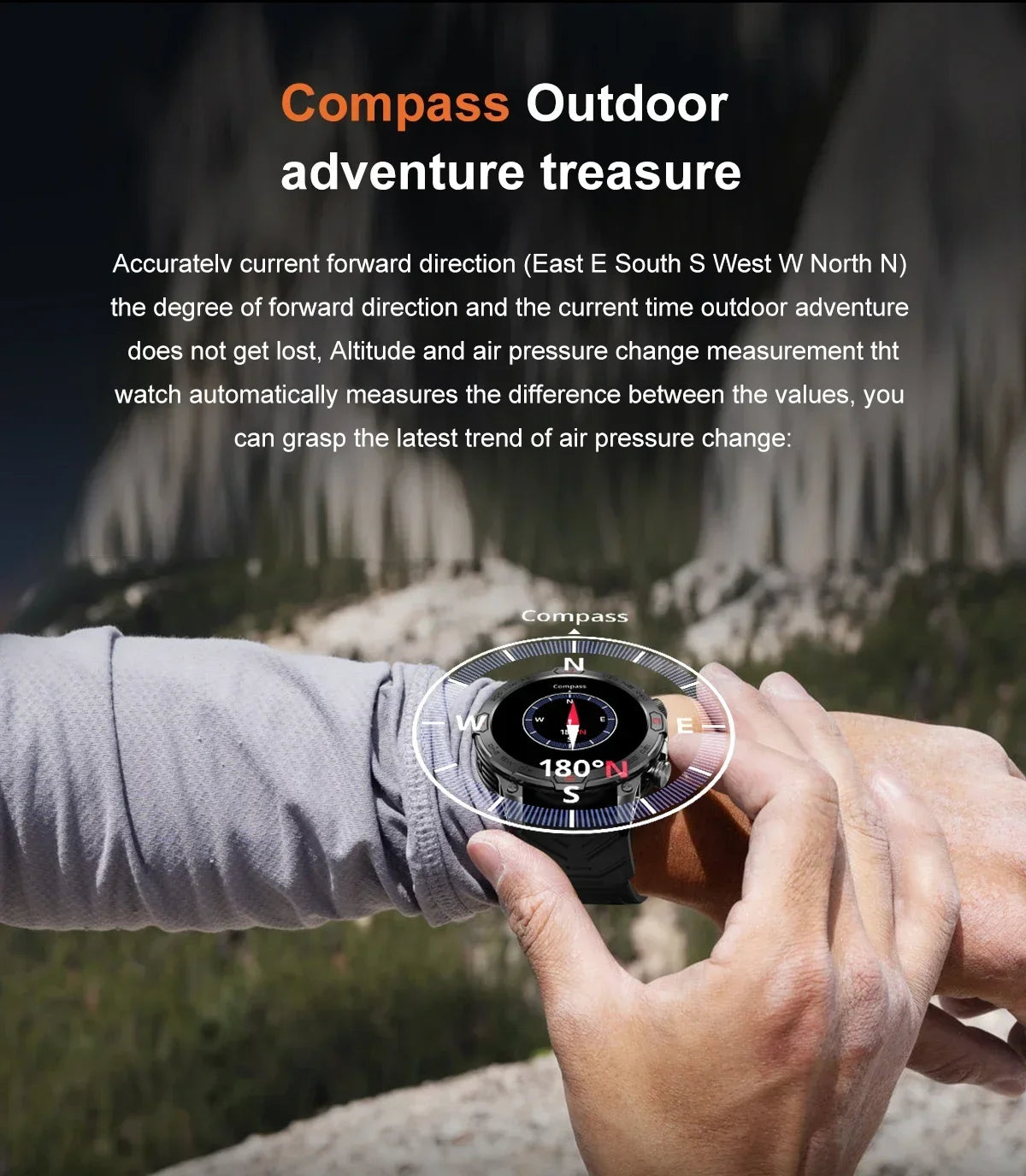 Outdoor Smart Watch 1.43" Screen 1ATM Waterproof 2024 New Watch Mens Bluetooth Call Smartwatch GPS Motion Trajectory For Android