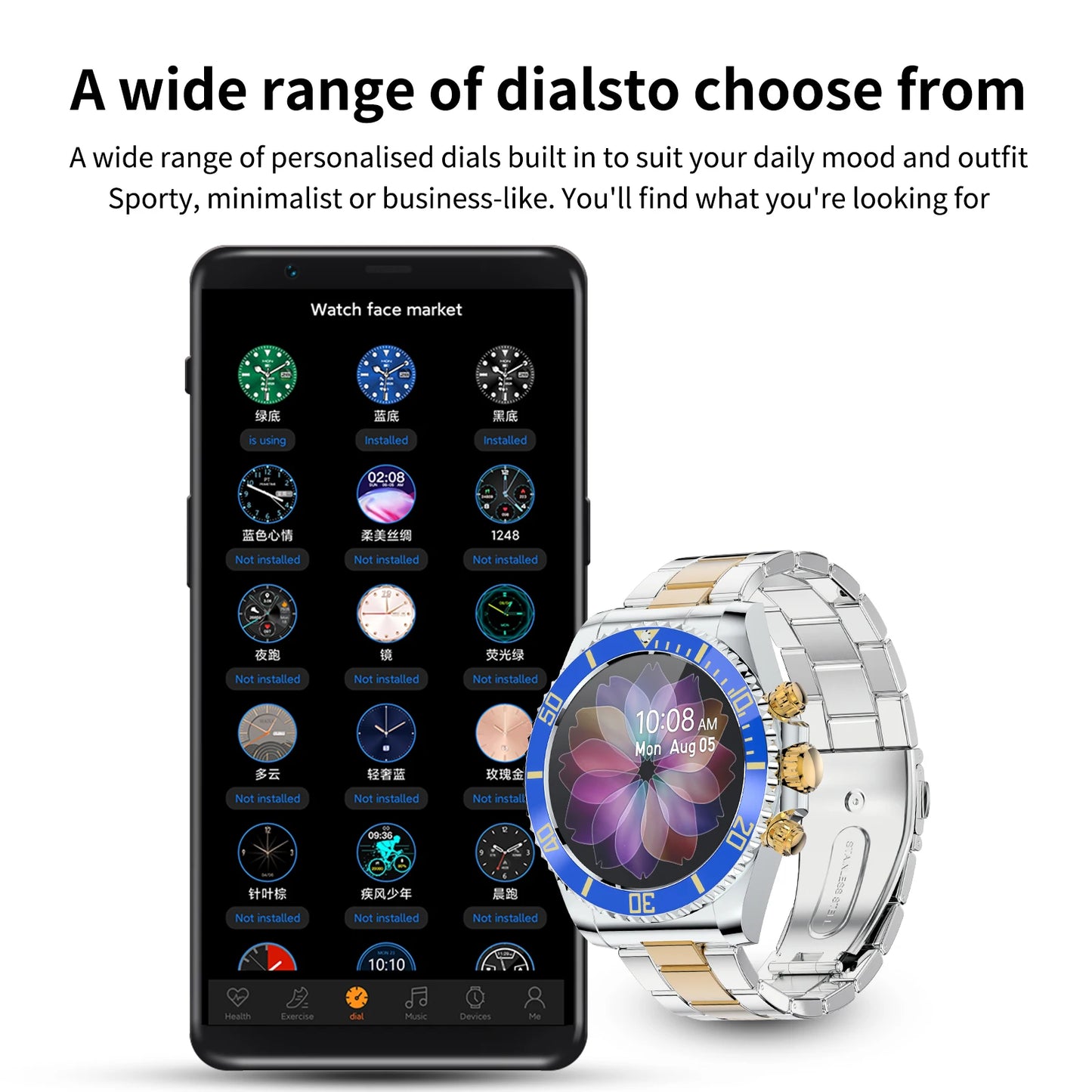 Luxury Smart Watch High-end Men's Smartwatch Color Collision Aiweile AW12 Replica Business Sports Wireless Support 2024