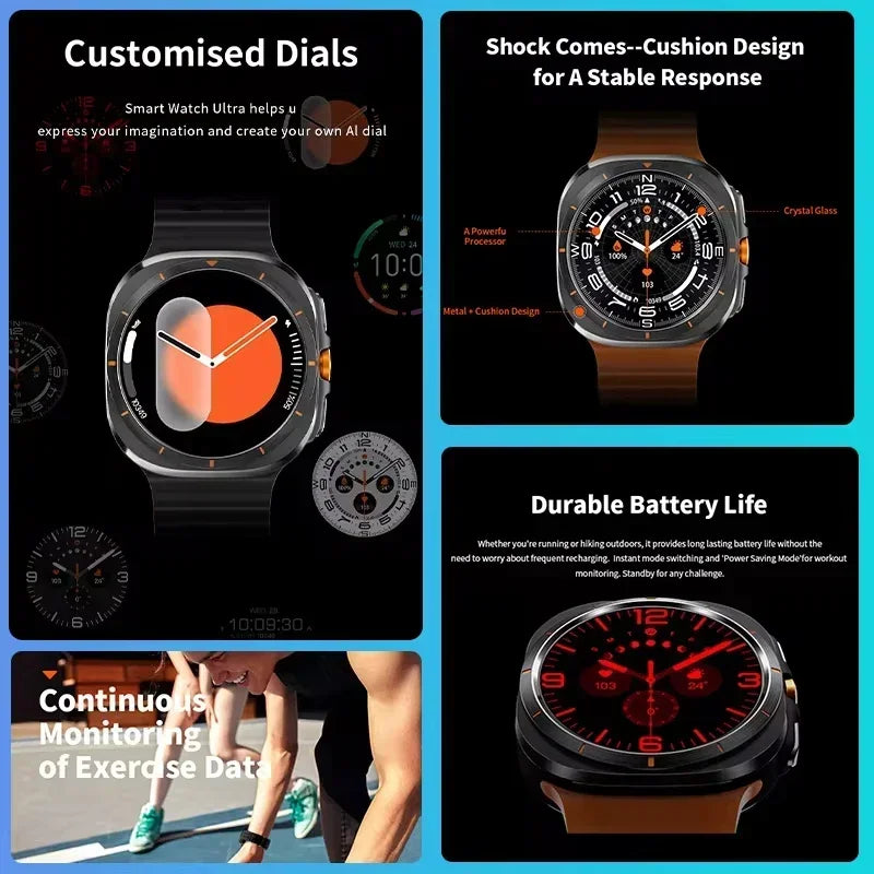 2024 New Original for Galaxy Watch 7 Ultra Men Activity Tracker AMOLED Screen Always Display Waterproof Blood Glucose smartwatch