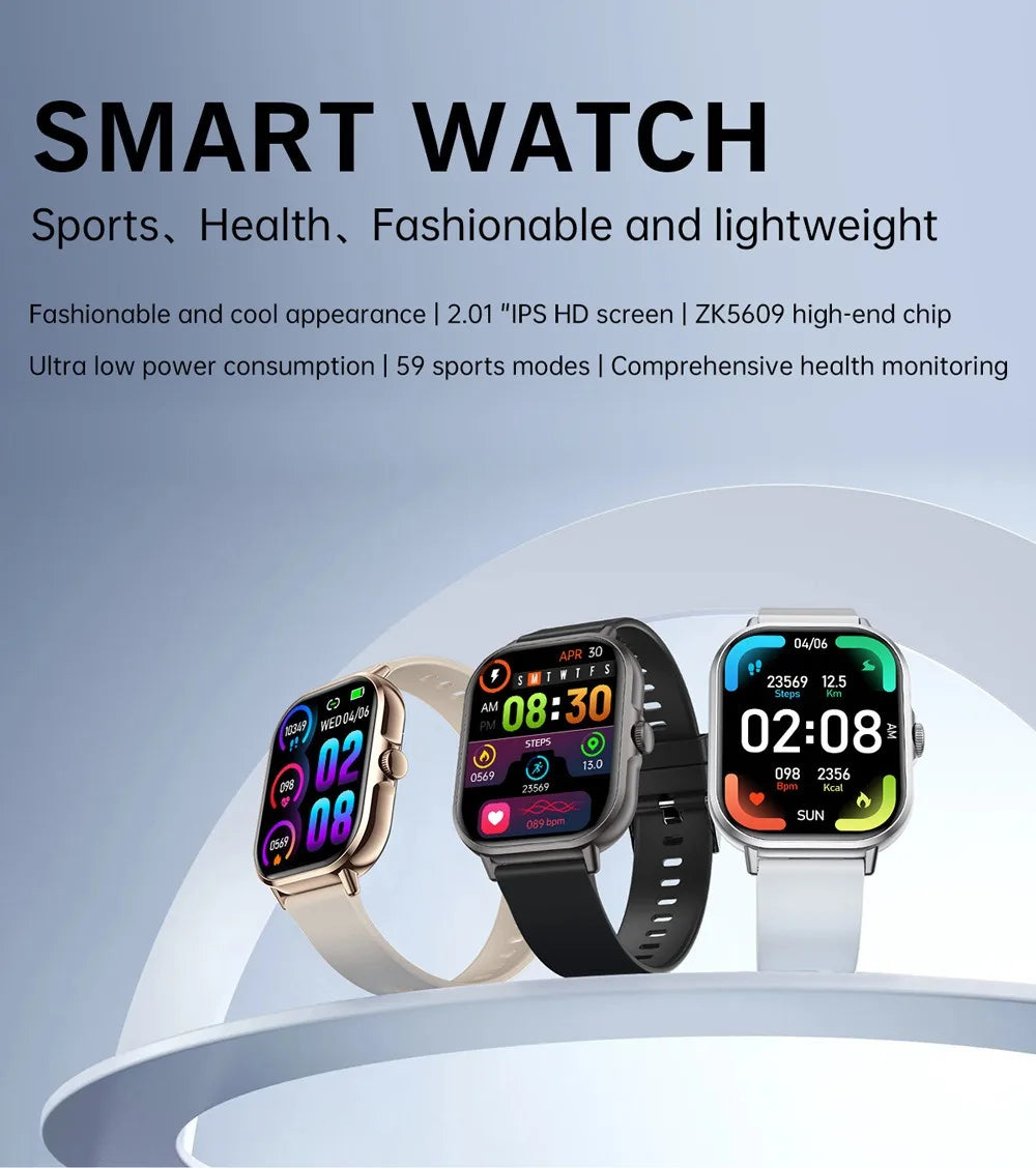 2024 Smarthwhatch Men Women 2.01 inch Full touch Display Smart Watch Rotate Button reloj inteligente Bluetooth Sports Watches