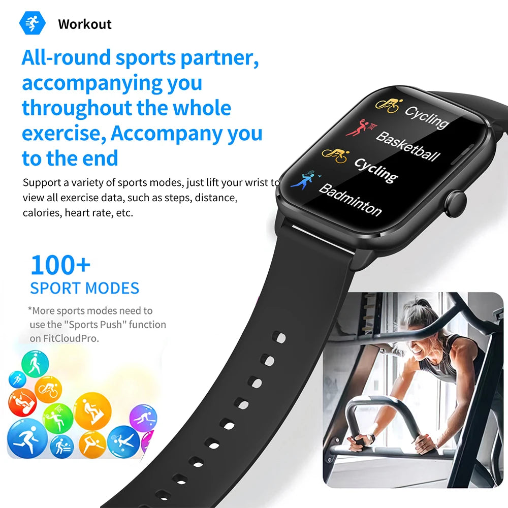 2024 New 1.9" Men Blue Tooth Call Sports Fitness Smartwatch Waterproof  Bracelet Heart Rate Voice Assistant Women Smart Watch