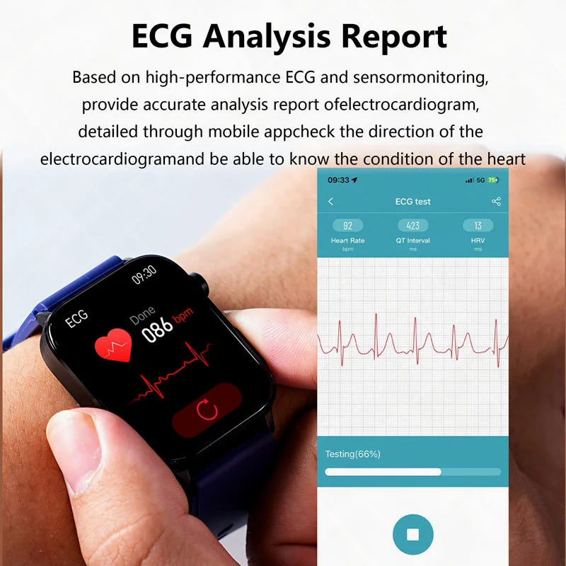 2024 New ECG PPG Smartwatch Ladies Uric Acid Watches  Blood Glucose Heart Rate Pressure Bluetooth Call Smart Watch Women for Ios