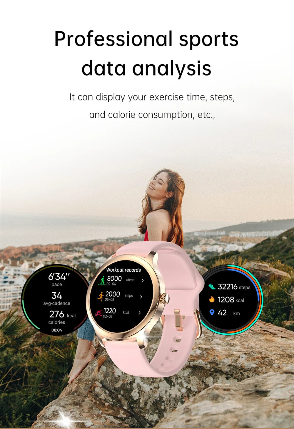 GFORDT New Luxury Smart Watch For Women Bluetooth Call Connected Phone Women Watches Health Monitor Sports Smartwatch 2024 Women