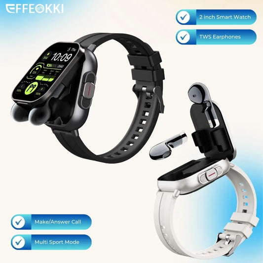 2024 2-In-1 Smartwatch With Earphones Man 2" Multi Sport Bt Call Nfc Exercise Tracker Compatible With Iphone Android Phone