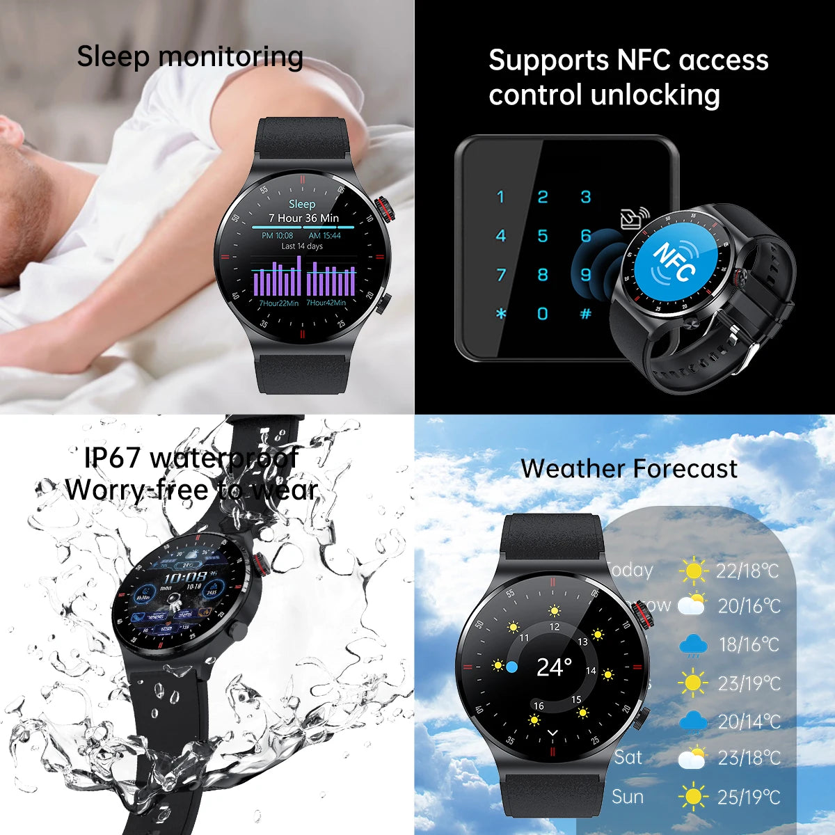 2024 New GPS ECG+PPG Bluetooth Call Smart Watch Men Sports Health NFC Waterproof Custom Watches Men Smartwatch For HUAWEI Xiaomi