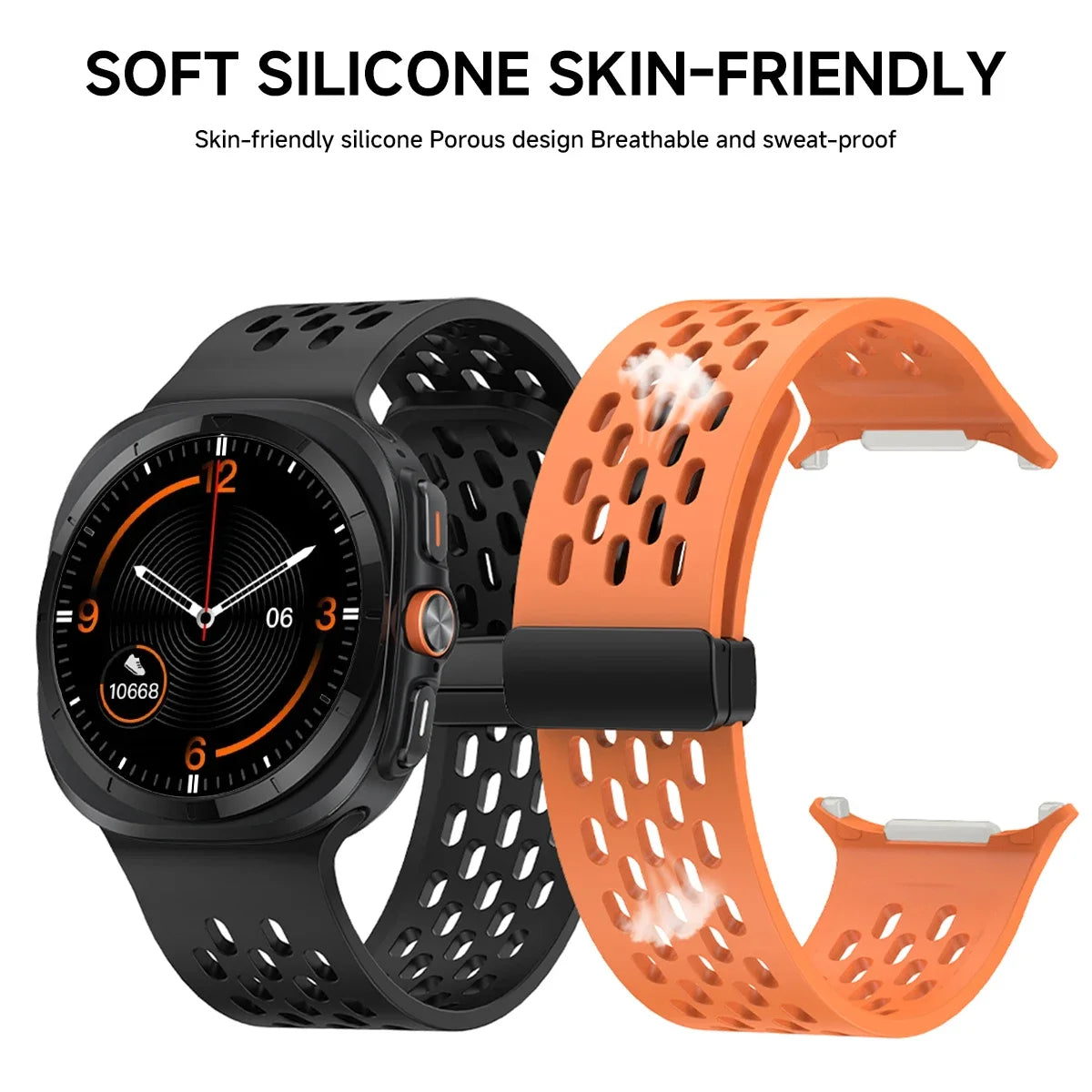 Magetnic Silione Strap for Samsung Galaxy Watch 7 Ultra 47mm Sport Bracelet for Galaxy Watch7 Ultra Waterproof Smart Accessories