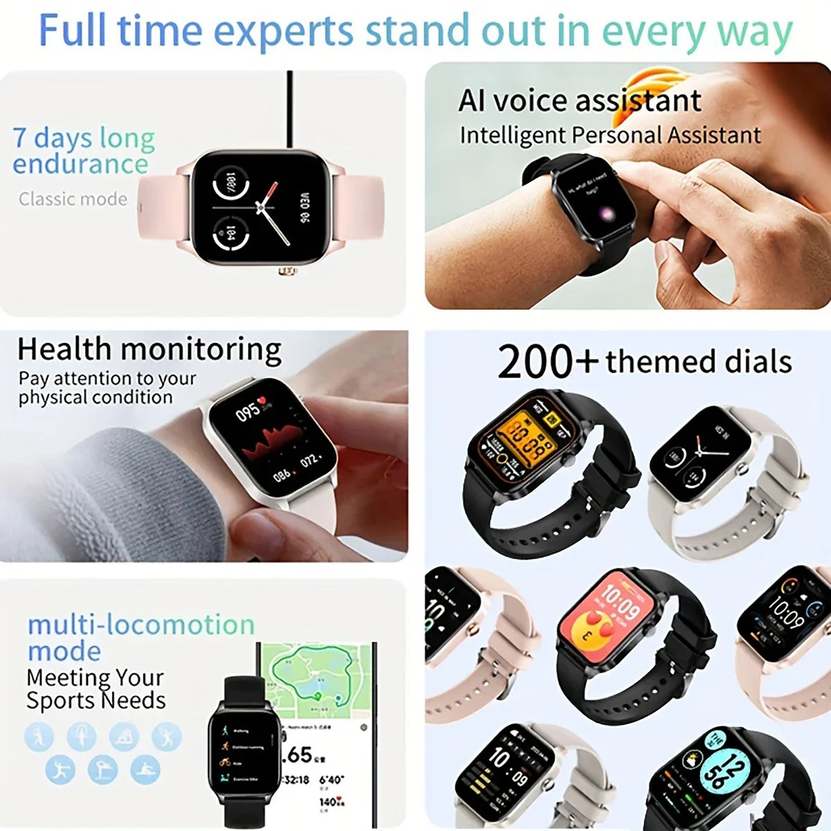 2024 Smart Watch Android Phone 1.85 Inch Color Screen Bluetooth Call Blood Oxygen/Pressure Monitoring Smartwatch Women Men