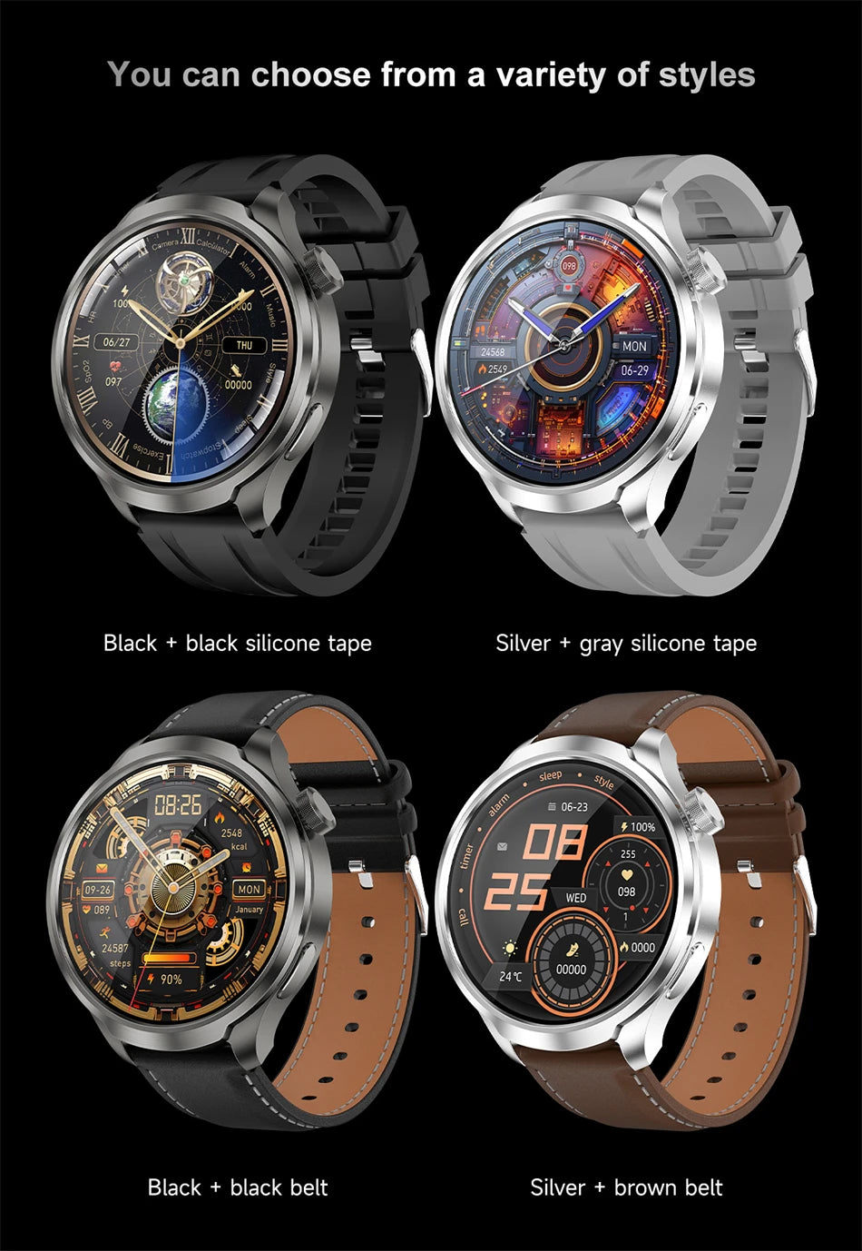 2024 New NFC Compass Smartwatch Men 1.85 Inch HD Large Screen GPS Tracker Heart Rate Voice Assistant Bluetooth Call Smart Watch