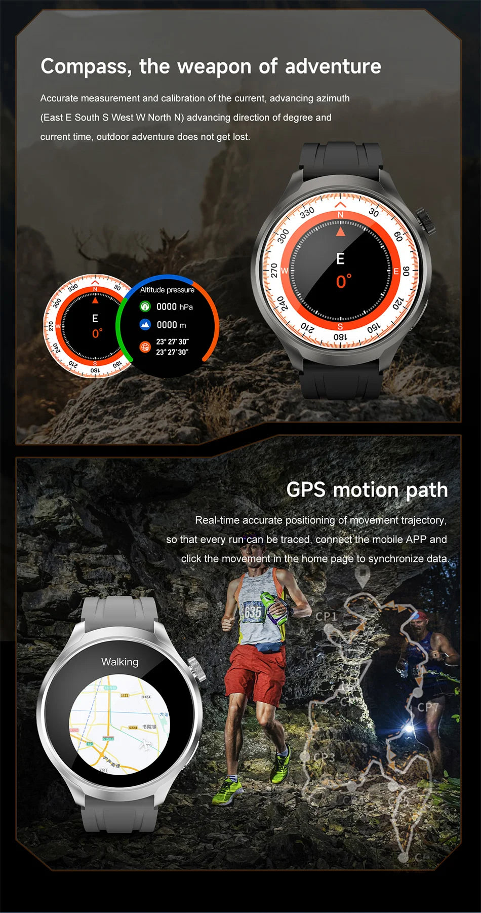 For HUAWEI Xiaomi GPS NFC Smart Watch Men Ultra HD AMOLED Screen  Bluetooth Call Heart Rate IP68 Waterproof SmartWatch 2024 New