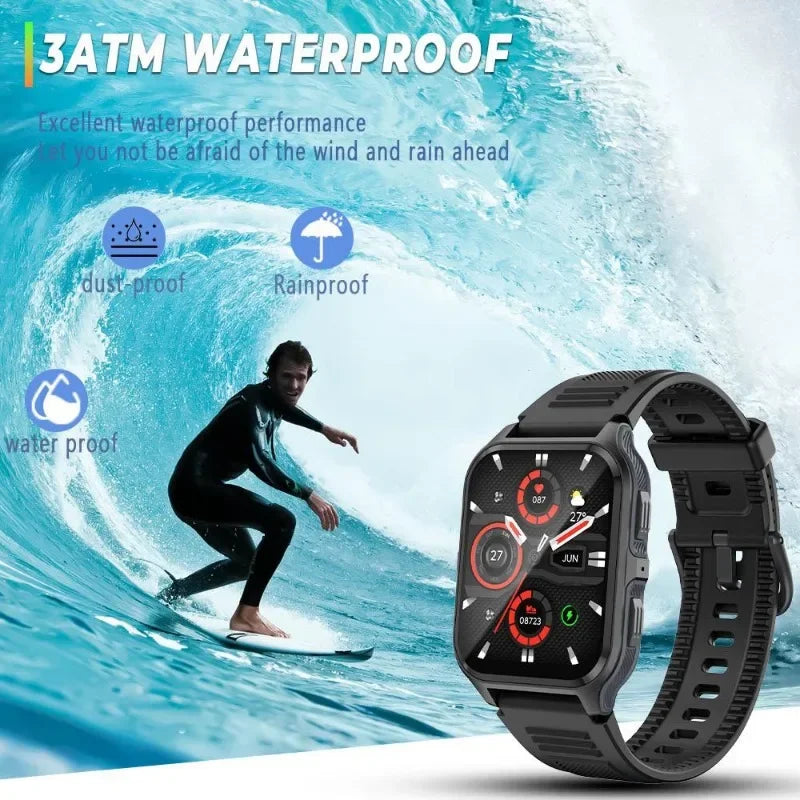 FILIEKEU 2024 smart watch  men bluetooth call watches sports waterproof black sillicone smartwatch  man