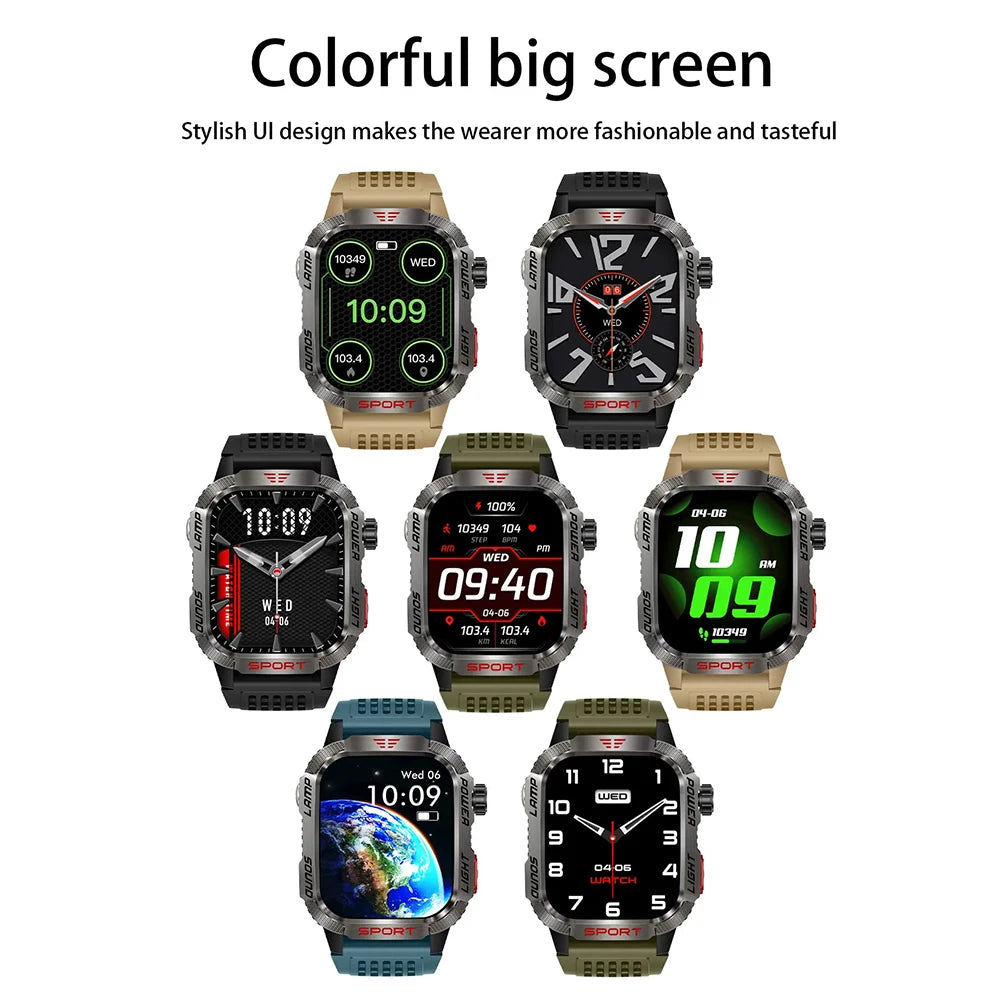 2024 New Outdoor Smartwatch Men Sports Fitness Tracker 2.01-inch IPS IP68 Waterproof Compass Bluetooth Call 600Mah Smartwatch