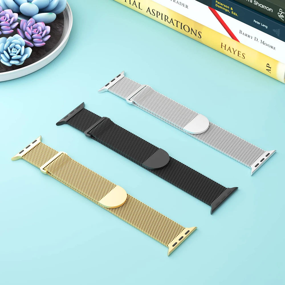 Milanese Loop Strap for Apple Watch Ultra Band 49mm 45mm 44mm 42mm 41mm 40mm Metal Bracelets for iwatch SE series 9 8 7 6 5 4 3