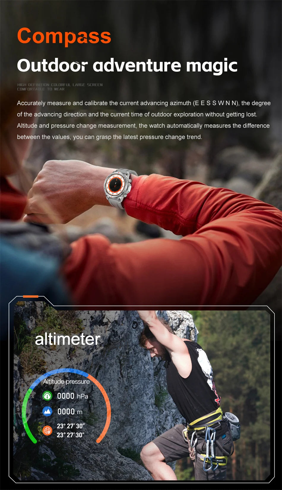 2024 New Outdoor Men GPS Sport Smart Watch Flashlight 1.53 inch Screen Bluetooth Call Fitness Tracker SmartWatch For Android IOS