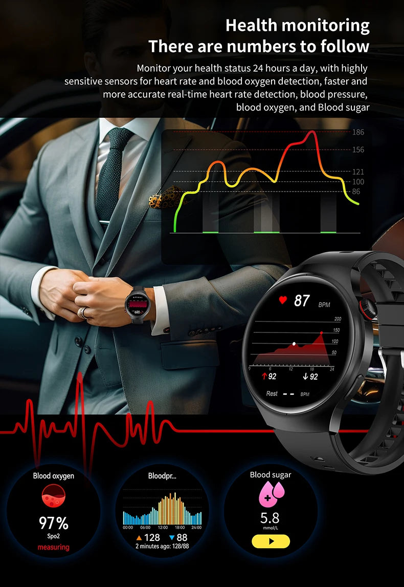 2024 New Smart Watch Men Watch 4 Pro AMOLED  360*360 HD Screen Heart rate Bluetooth Call Smartwatch For Android For Xiaomi+Gift