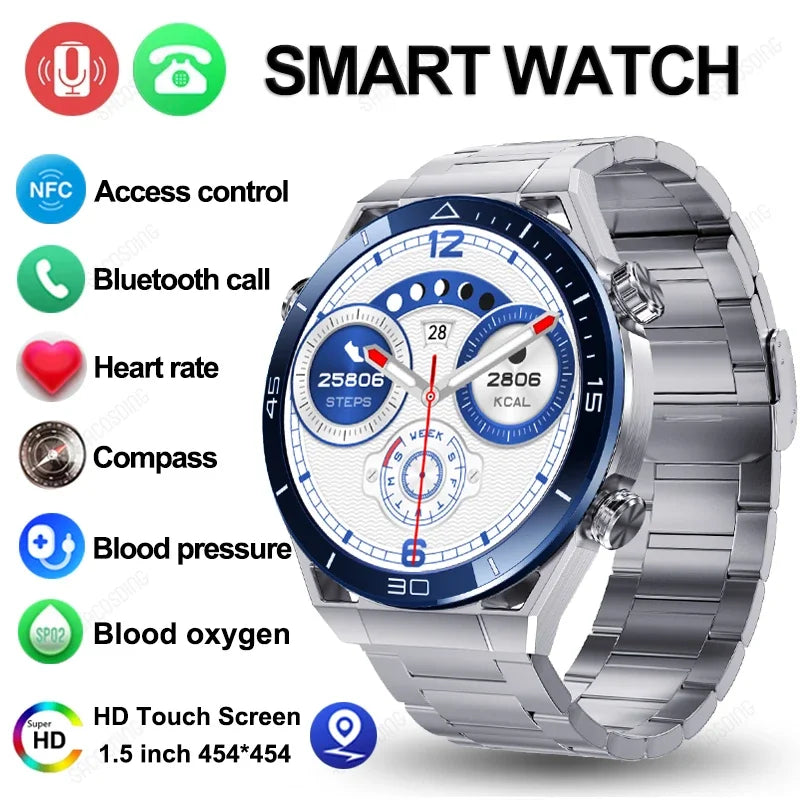 2024 Watch NFC Compass GPS Smart Watch Men AMOLED Screen Heart Rate Sports Bluetooth Call Bracelet Waterproof SmartWatch For Men