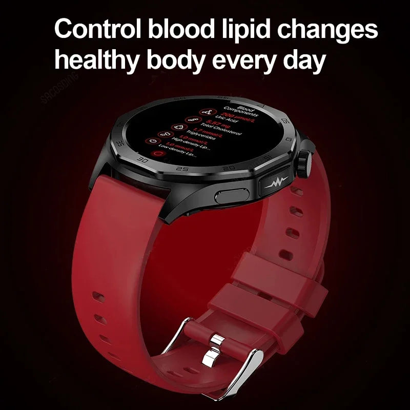 2024 New Medical Grade Smart Watch AI Diagnosi Blood Lipid Uric Acid Body Fat Blood Oxygen ECG+PPG Bluetooth Call Smartwatch Men