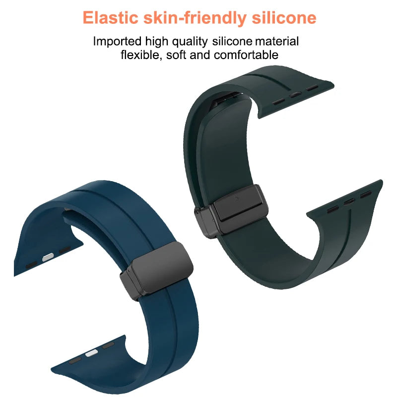 Magnetic Silicone Strap For Apple watch band 44mm 45mm 49mm 40mm 41mm 42mm 38mm correa Bracelet iWatch Series 7 8 se 6 9 ultra 2