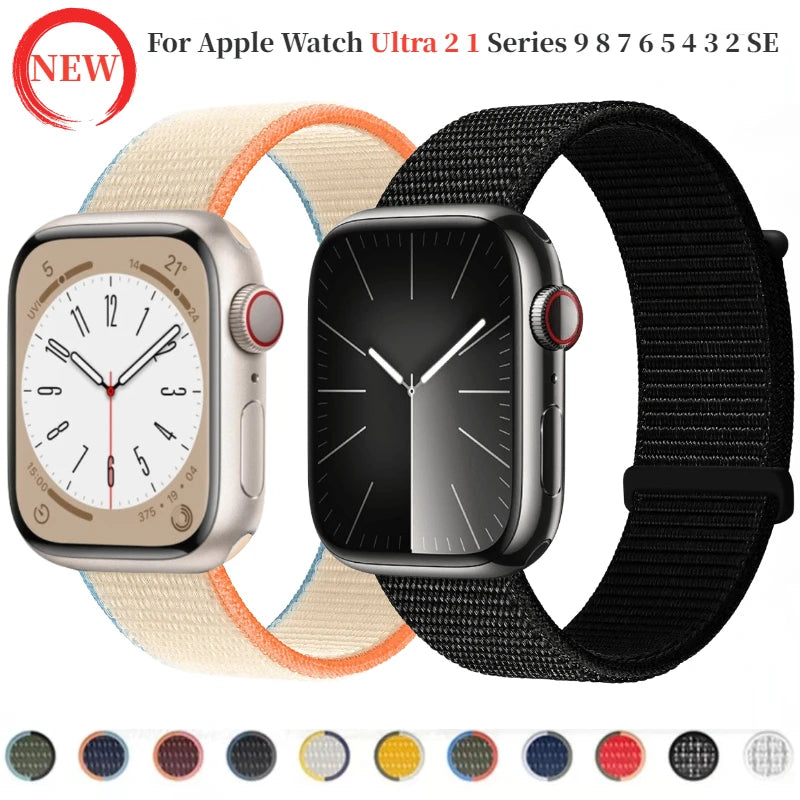 Nylon Strap for Apple Watch Ultra 2 1 49mm Breathable Replacement Wristband for IWatch 9 8 7 6 5 4 3 SE 45mm 41mm 44mm 42mm 40mm