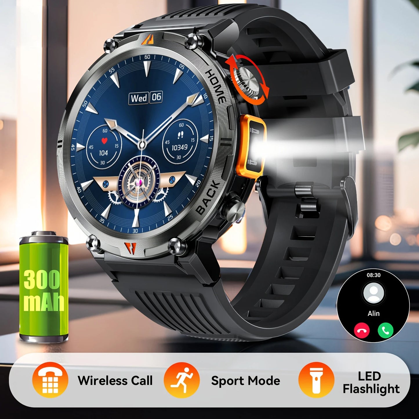 KE3/S100 Bluetooth Smart Watch Men AMOLED Screen reloj inteligente 2024 Outdoor With Flashlight Man SmartWatch For IOS Android