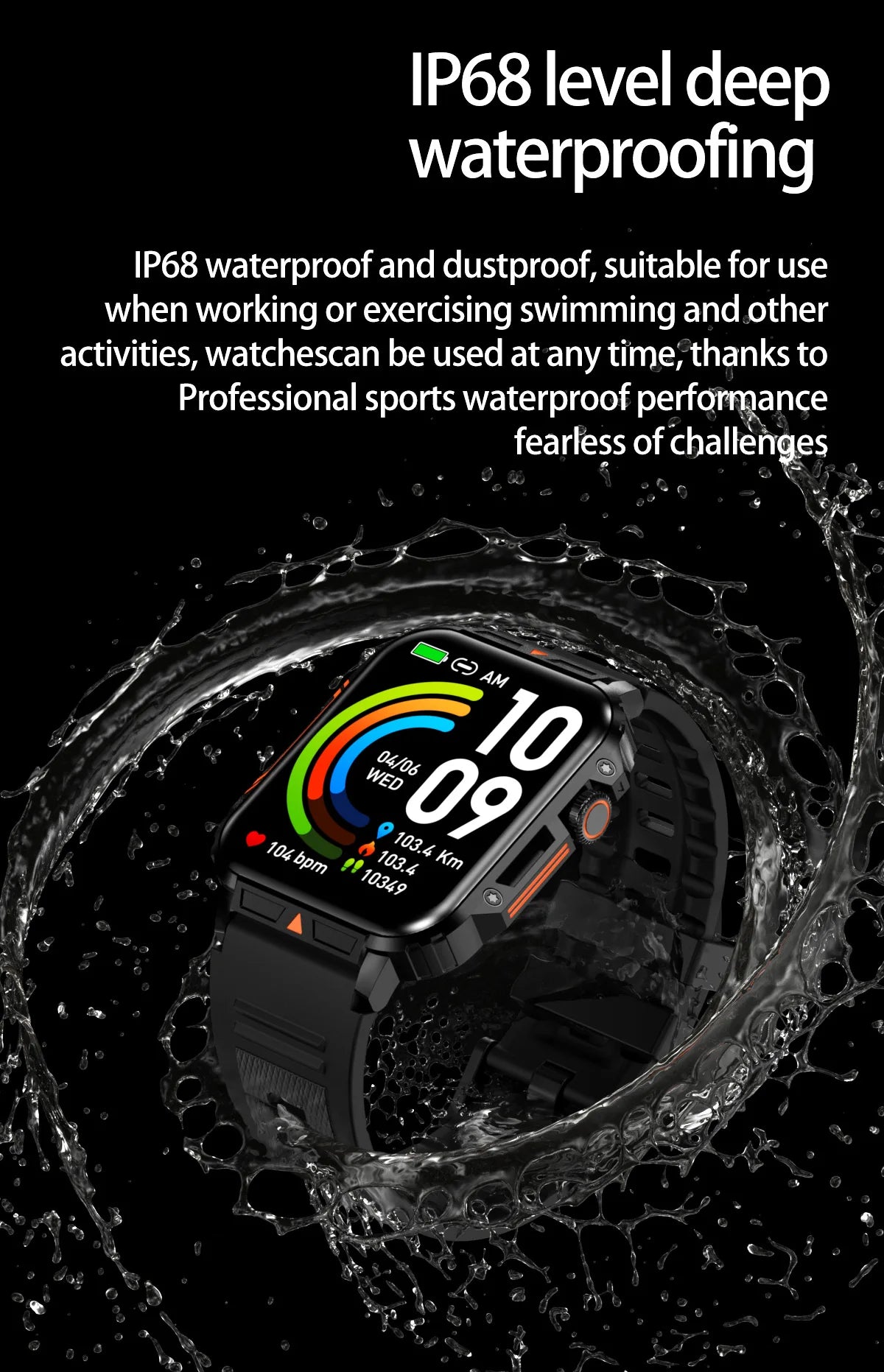 2024 ﻿For Xiaomi 1.95 inch Outdoor Sports Smart Watch Men IP68 Waterproof Bluetooth Call AI voice Heart rate Fitness SmartWatchs